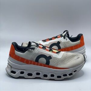 On Cloudmonster Running Shoes Women’s Sz 9.5 White Orange Athletic Sneakers